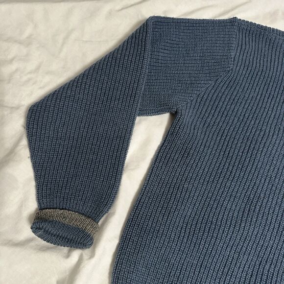 Vintage Wool Sweater Towne and King California Mens L V Neck Shawl Collar Blue - Picture 4 of 15